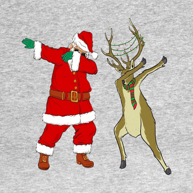 Dabbing Santa And Reindeer Christmas Dab by Eugenex